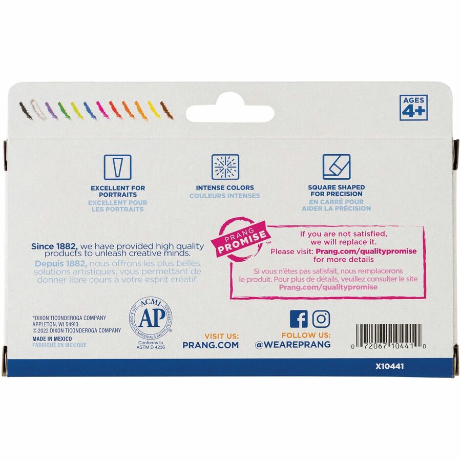 Prang Pastello - Colored Paper Chalk - 3.3" Length - 0.4" Diameter - Assorted - 12 / Box
