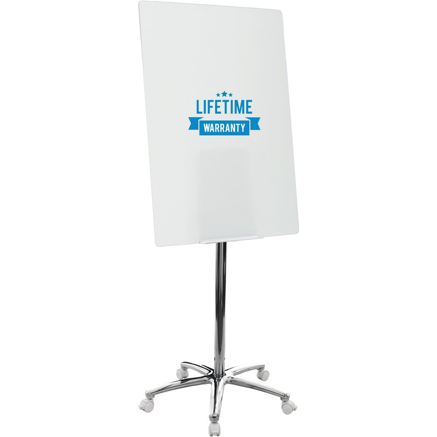 MasterVision Super Value Glass Mobile Easel - 26" (2.2 ft) Width x 38.5" (3.2 ft) Height - Glass Surface - Chrome Stand - Rectangle - 1 Each