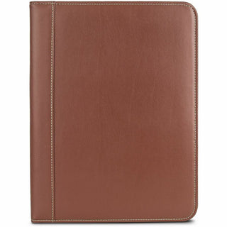 Contrast Stitch Leather Padfolio, 8 1/2 x 11, Leather, Tan