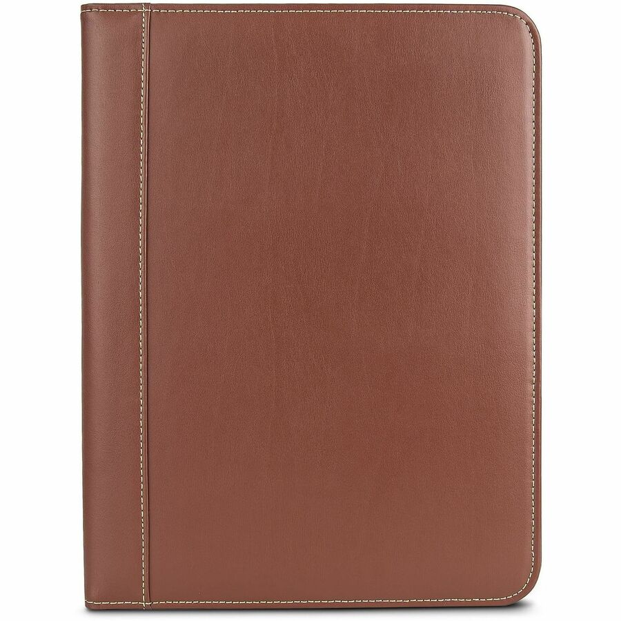 Contrast Stitch Leather Padfolio, 8 1/2 x 11, Leather, Tan