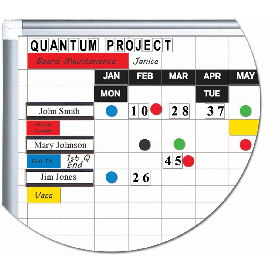 MasterVision Dry-erase Magnetic Planning Board - Pure White, Aluminum - Porcelain - 48" Height x 72" Width - Magnetic, Accessory Tray, Dry Erase Surface - 1 Each - 