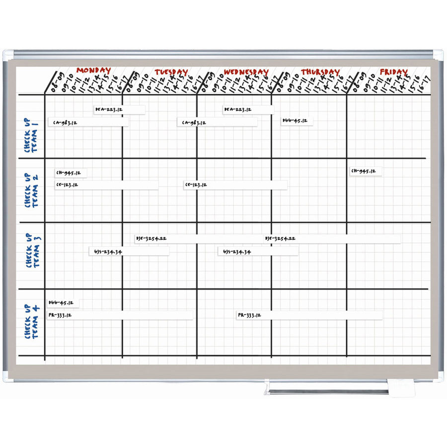 MasterVision Dry-erase Magnetic Planning Board - Pure White, Aluminum - Porcelain - 48" Height x 72" Width - Magnetic, Accessory Tray, Dry Erase Surface - 1 Each - 