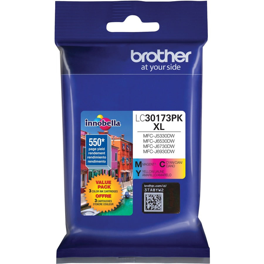 brother-lc30173pk-original-high-yield-inkjet-ink-cartridge-cyan-magenta-yellow-3-pack-550-pages-cyan-550-pages-magenta-550-pages-yellow_brtlc30173pk - 2