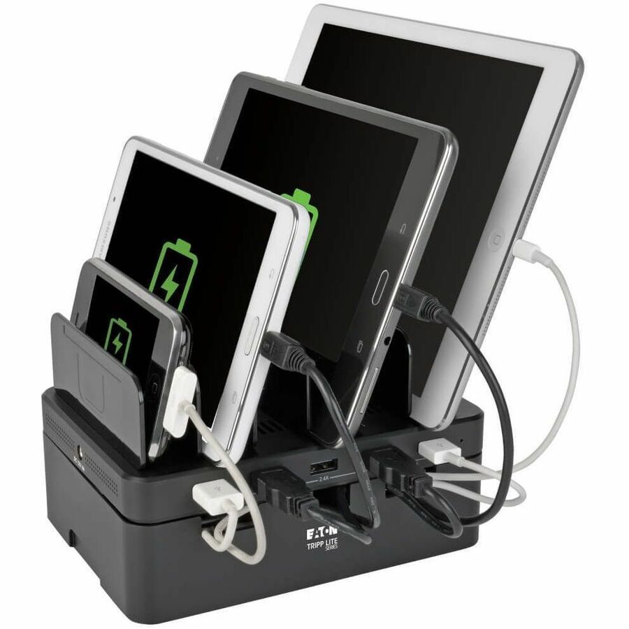 Tripp Lite by Eaton 5-Port USB Charging Station with Built-In Device Storage 12V 4A (48W) USB Charger Output - 48 W Output Power - 120 V AC, 230 V AC Input Voltage - 5 V DC Output Voltage - 2.40 A Output Current