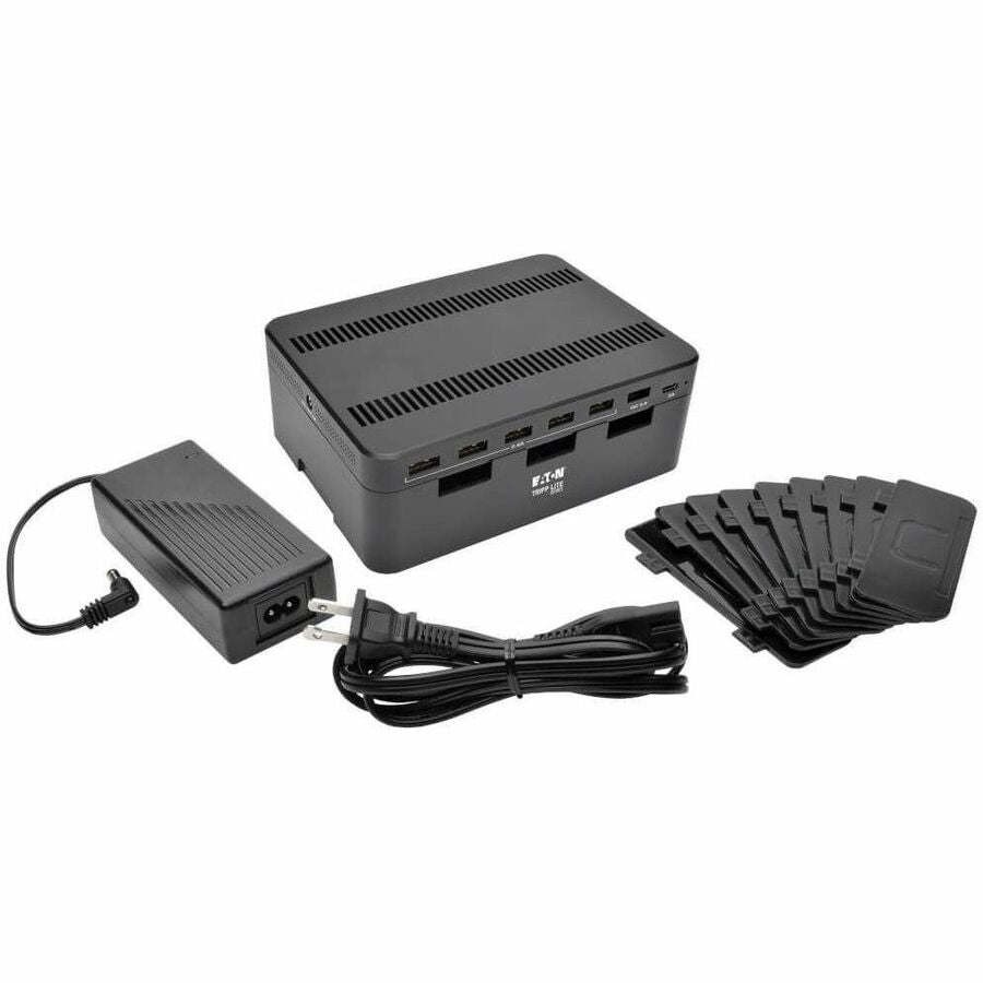 USB Charging Station with Quick Charge 3.0, 7 Devices, 4.9 x 2.6 x 6.6, Black
