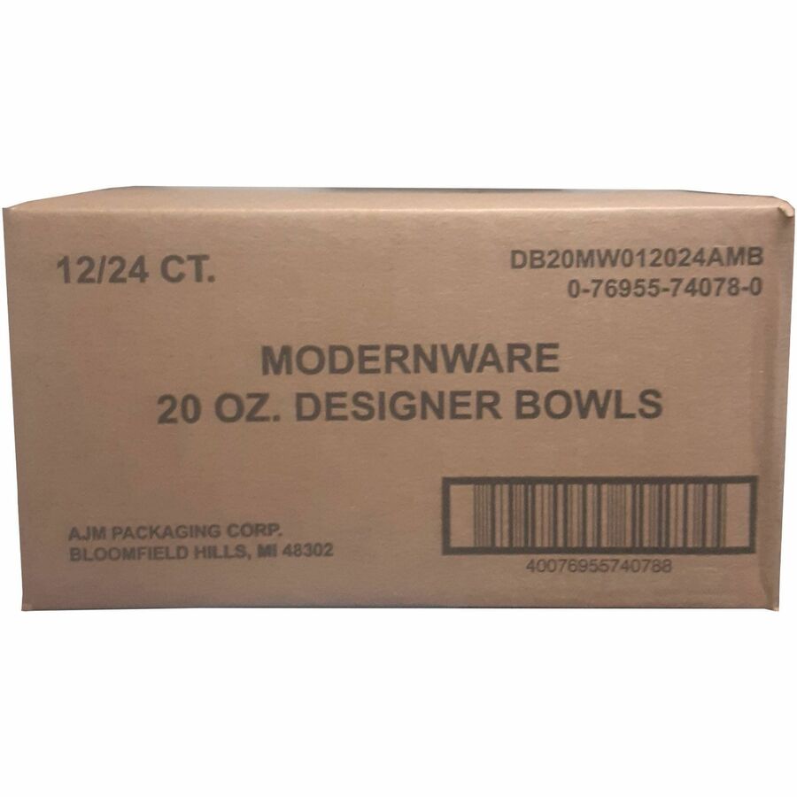 ModernWare Designer 20 oz Paper Bowls - 24 / Pack - Disposable - White - Paper Body - 12 / Carton - 3