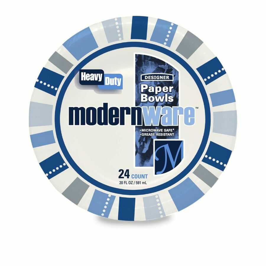 ModernWare Designer 20 oz Paper Bowls - 24 / Pack - Disposable - White - Paper Body - 12 / Carton