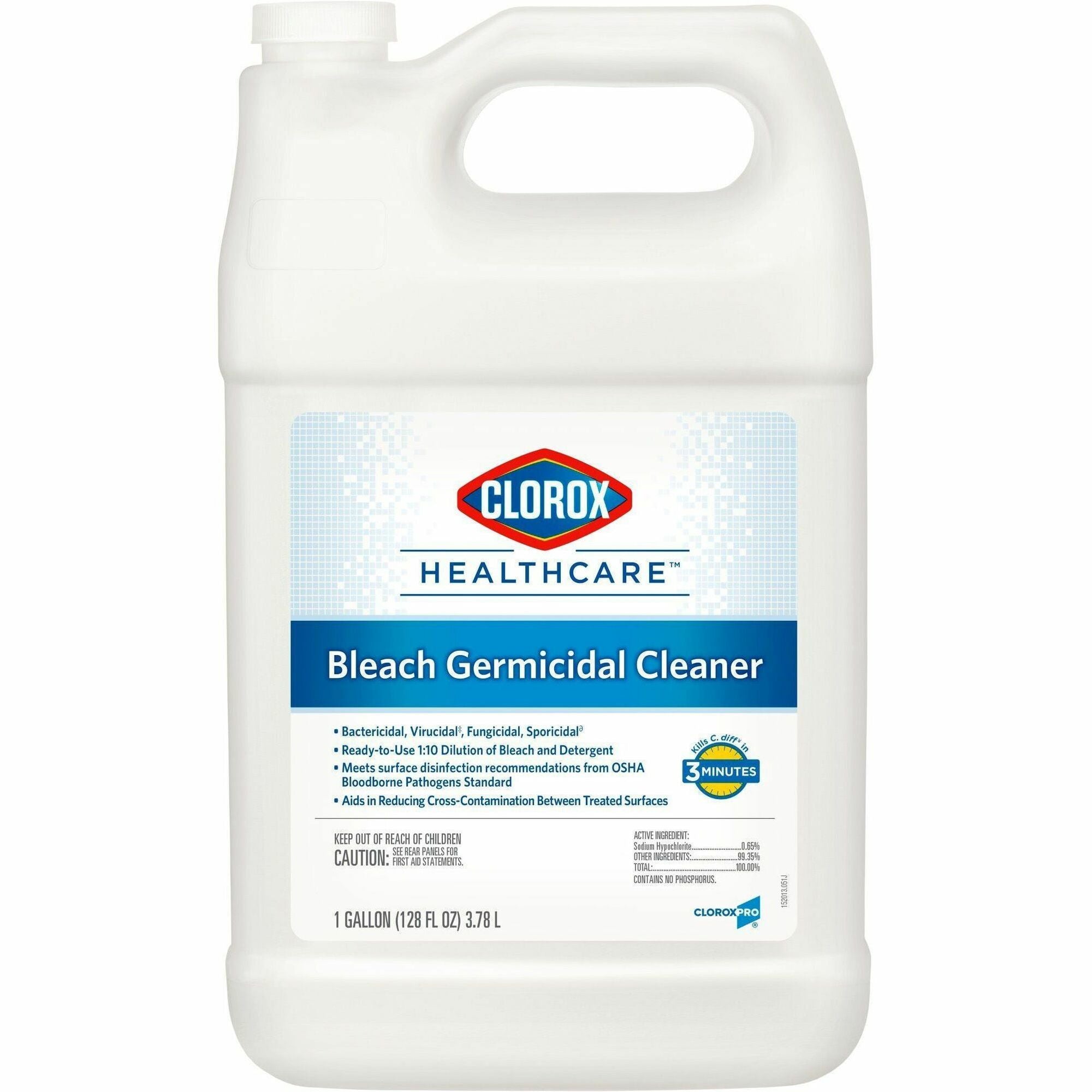 Clorox Healthcare Bleach Germicidal Cleaner Refill - Concentrate - 128 fl oz (4 quart) - 4 / Carton - Refillable, Disinfectant, Fast Acting, Cleanse, Anti-corrosive, Versatile, Antibacterial - White - 1