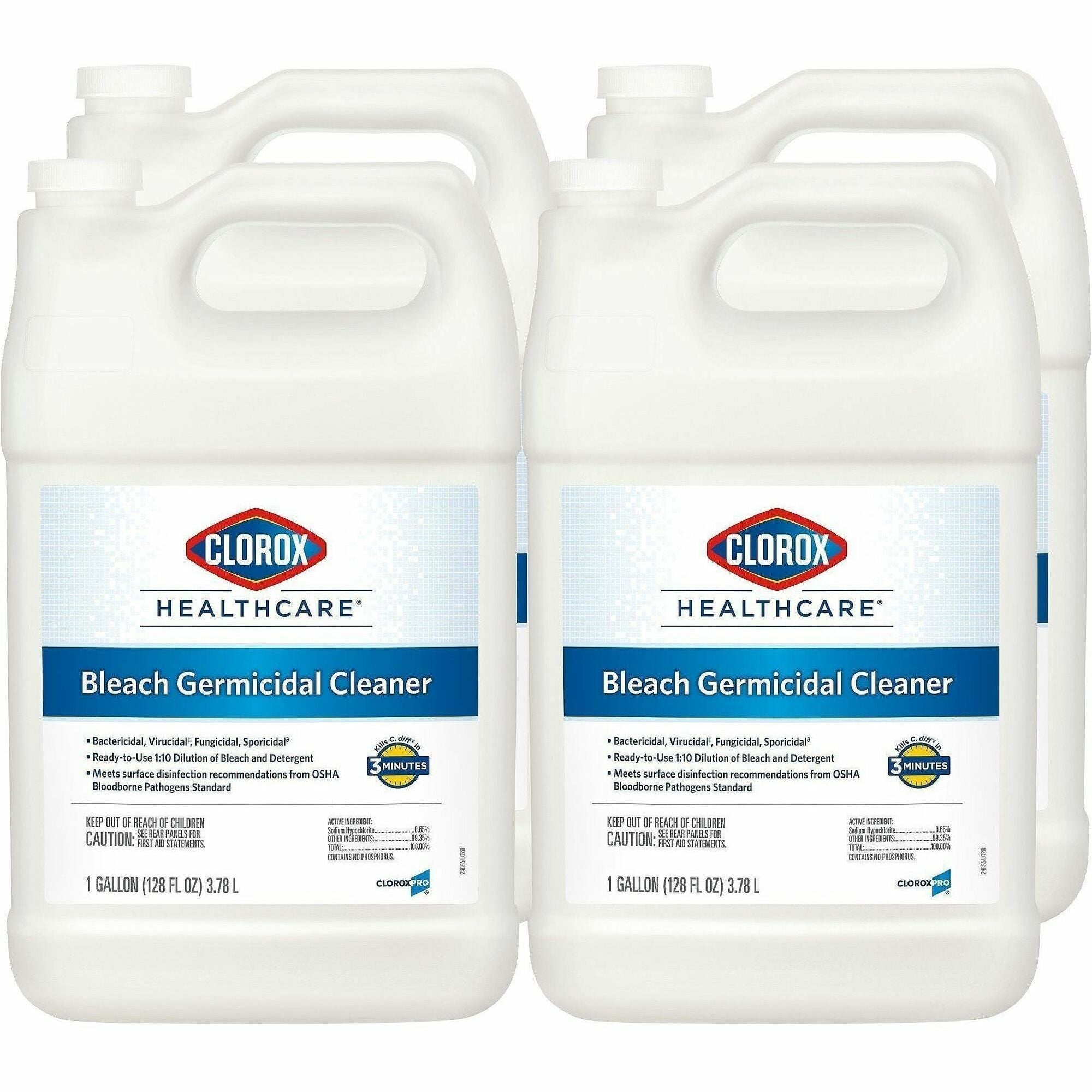 Clorox Healthcare Bleach Germicidal Cleaner Refill - Concentrate - 128 fl oz (4 quart) - 4 / Carton - Refillable, Disinfectant, Fast Acting, Cleanse, Anti-corrosive, Versatile, Antibacterial - White