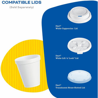 Dart 8 oz Insulated Foam Cups - 25 / Pack - 40 / Carton - White - Foam - Hot Drink, Cold Drink, Coffee, Cappuccino, Tea, Hot Chocolate, Hot Cider, Juice, Soft Drink