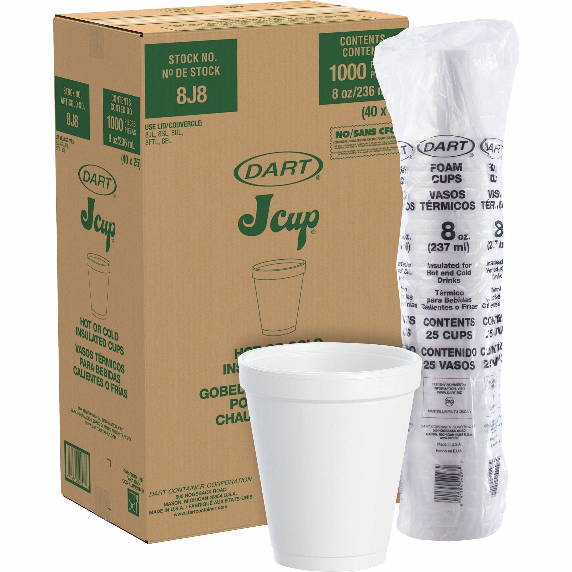 dart-8-oz-insulated-foam-cups-25-pack-40-carton-white-foam-hot-drink-cold-drink-coffee-cappuccino-tea-hot-chocolate-hot-cider-juice-soft-drink_dcc8j8ct - 1