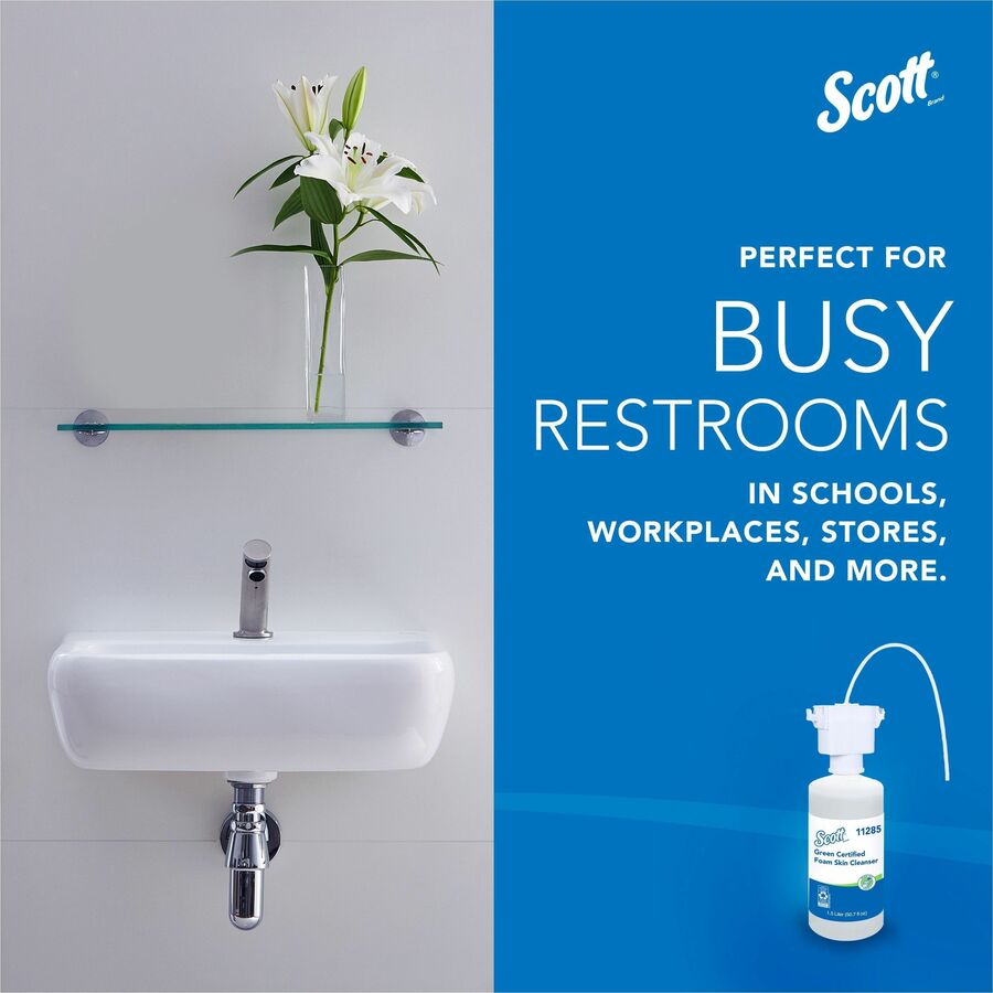 Scott Essential Green Certified Foam Skin Cleanser - Foam - 1.59 quart - Applicable on Hand - Fragrance-free, Dye-free - 2 / Carton
