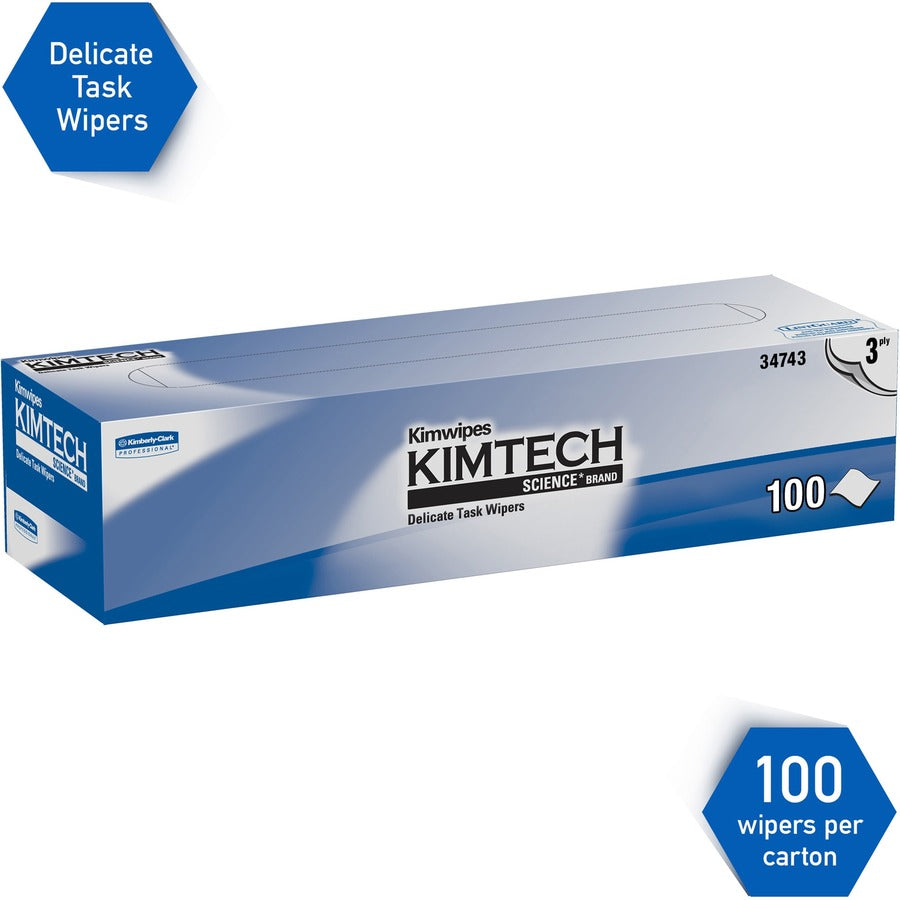 KIMTECH Delicate Task Wipers - Pop-Up Box - For Laboratory - 119 / Box - 15 / Carton - Absorbent - White