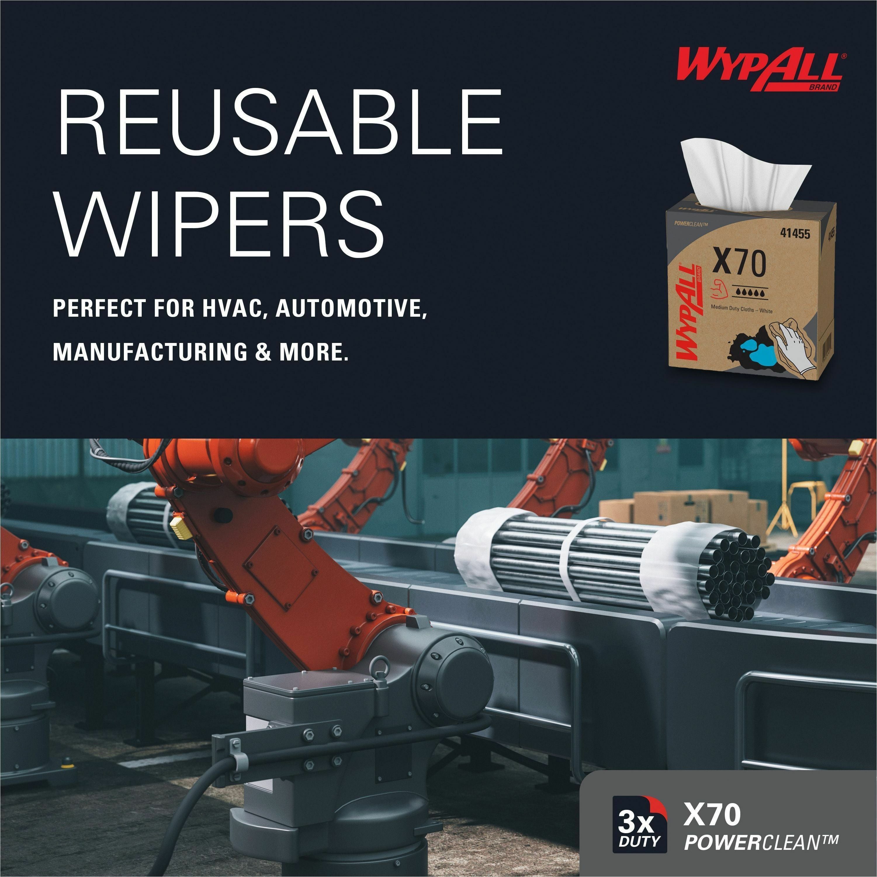 wypall-powerclean-x70-medium-duty-cloths-pop-up-box-834-x-1680-white-hydroknit-durable-absorbent-strong-reusable-embossed-for-multipurpose-100-per-box-1000-carton_kcc41455ct - 3