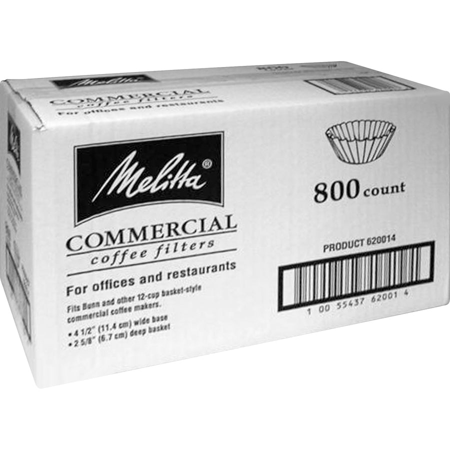 Melitta Basket-style Coffeemaker Coffee Filters - Heavyweight, Tear Resistant, Disposable - 800 / Carton - White - 