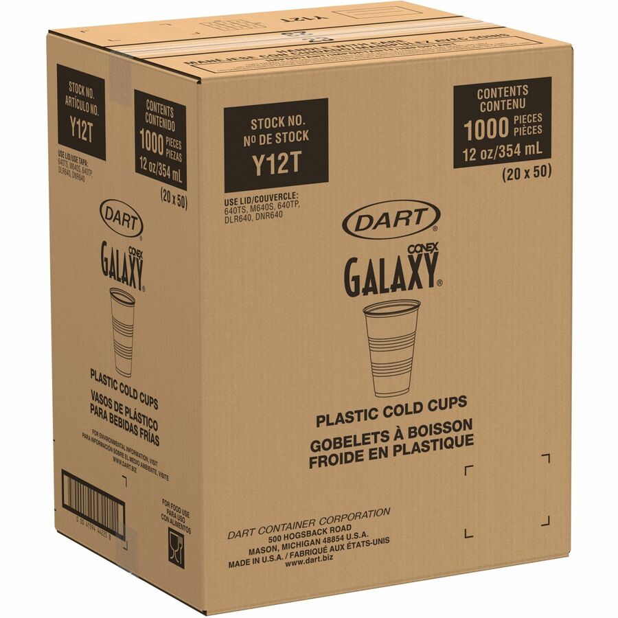 Solo Galaxy 12 oz Plastic Cold Cups - 50.0 / Bag - 20 / Carton - Translucent - Polystyrene - Cold Drink - 2