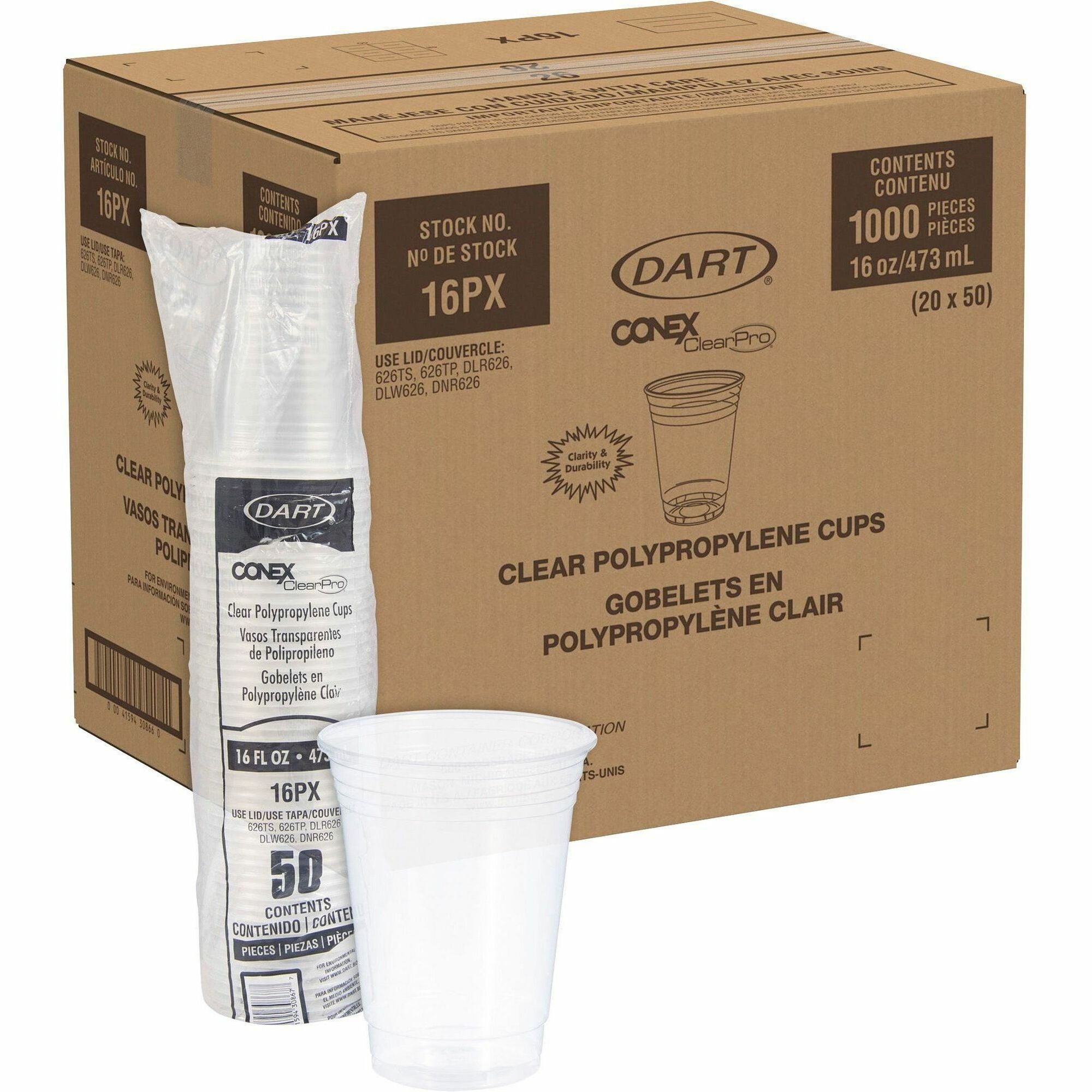 Solo Conex 16 oz ClearPro Cold Cups - 50.0 / Pack - 20 / Carton - Clear - Polypropylene - Beverage