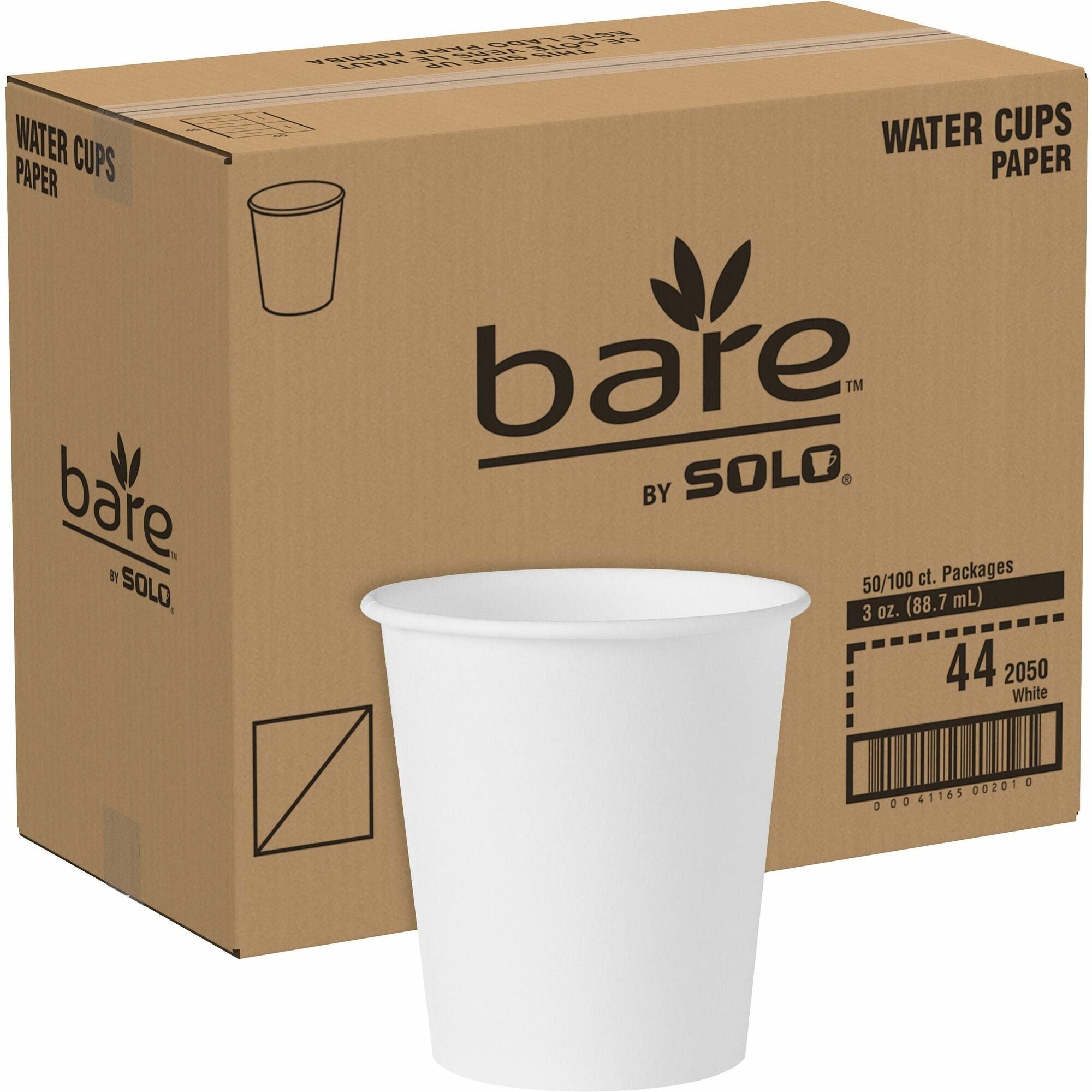 Solo 3 oz Treated Paper Water Cups - 100.0 / Pack - 50 / Carton - White - Paper - Water - 1