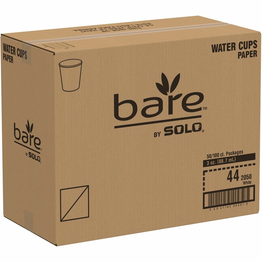 Solo 3 oz Treated Paper Water Cups - 100.0 / Pack - 50 / Carton - White - Paper - Water - 4