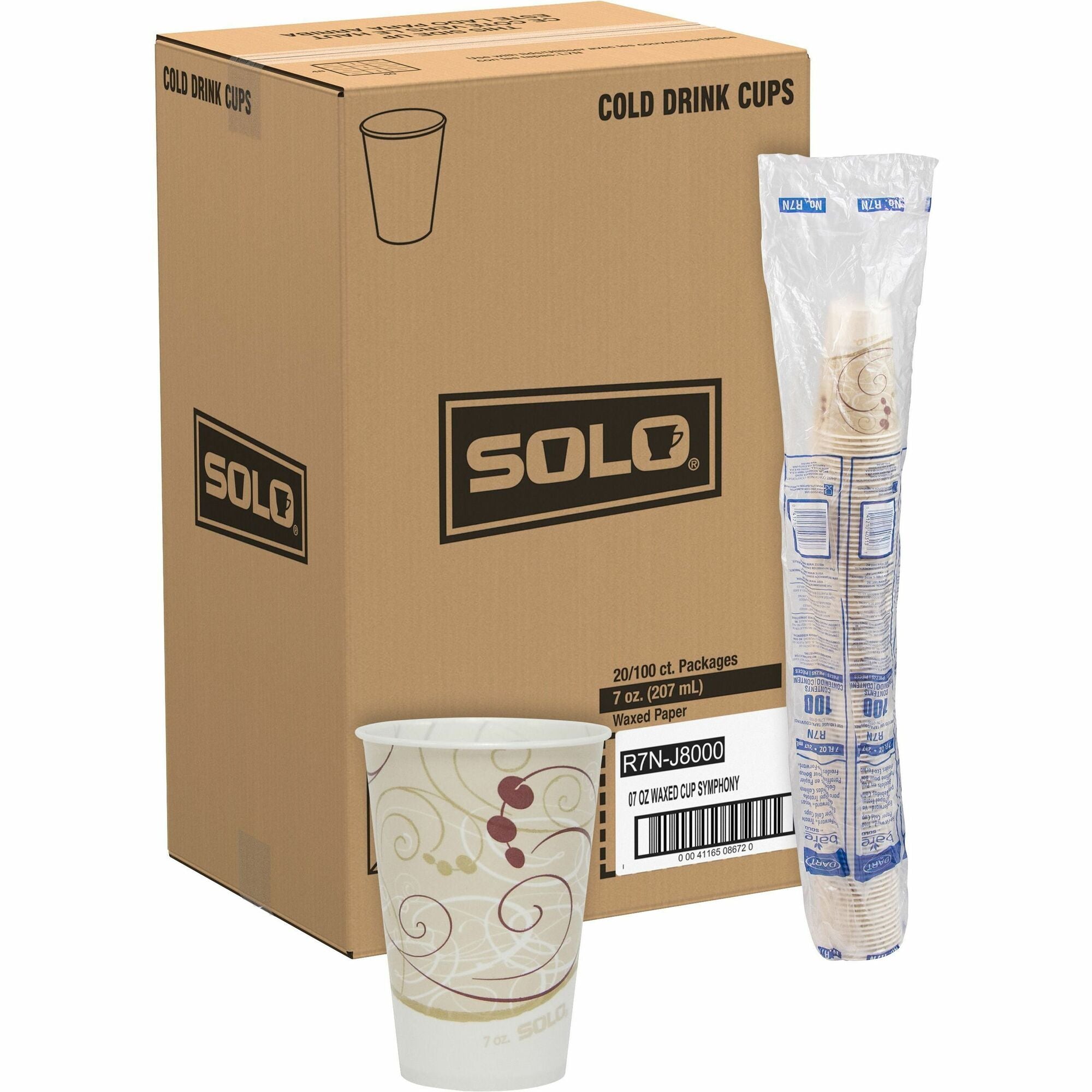 Solo 7 oz Waxed Paper Cold Cups - 50 / Pack - 20 / Carton - Beige - Paper - Milk Shake, Smoothie
