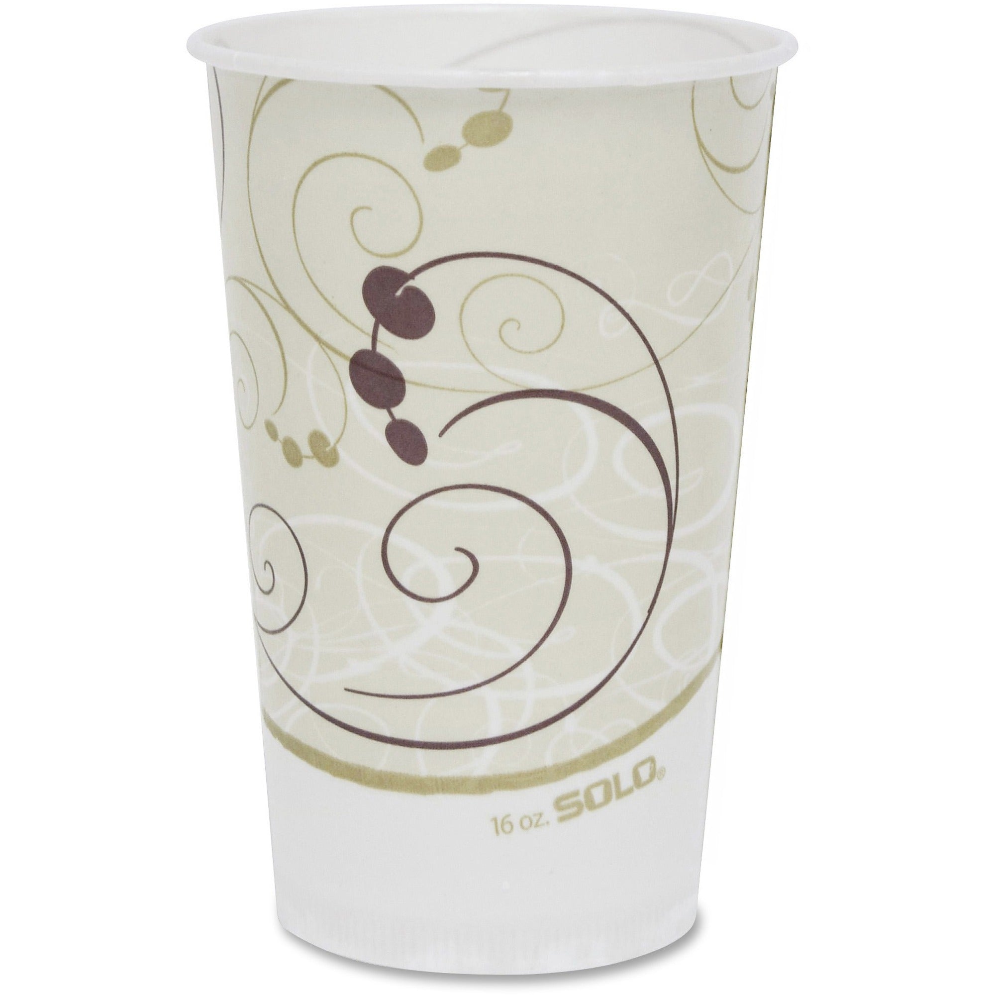 Solo 16 oz Symphony Waxed Paper Cold Cups - 50 / Pack - 20 / Carton - White, Brown, Green - Paper - Cold Drink, Milk Shake, Smoothie