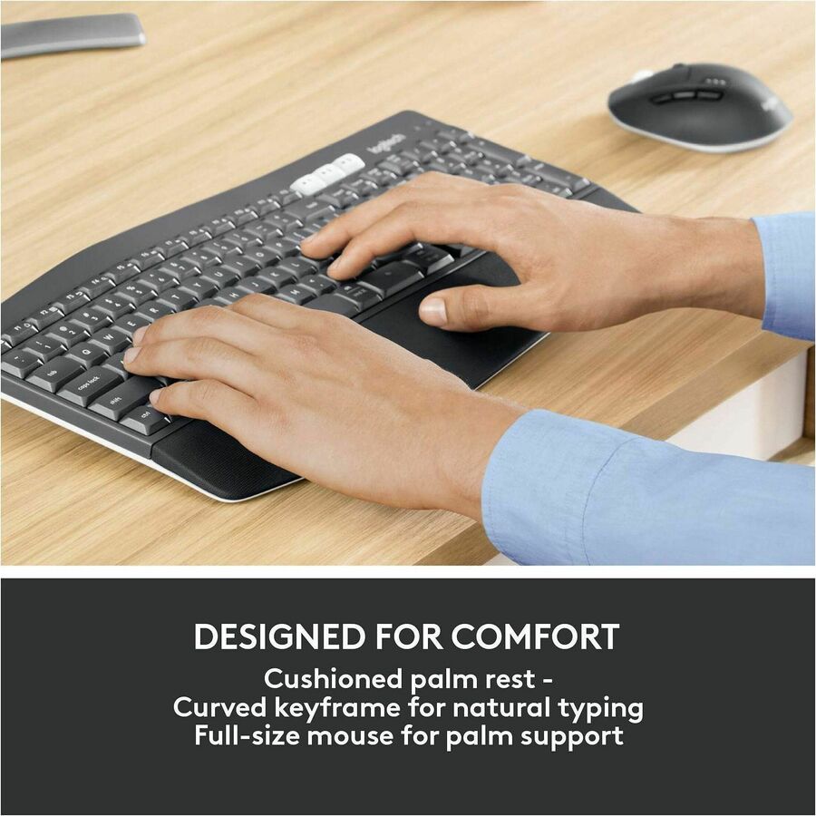 Logitech MK850 Performance Wireless Keyboard and Mouse Combo - USB Wireless Bluetooth/RF Keyboard - USB Wireless Bluetooth/RF Mouse - Optical - 1000 dpi - 8 Button - Scroll Wheel - AAA, AA - Compatible with Desktop Computer, Smartphone, Notebook