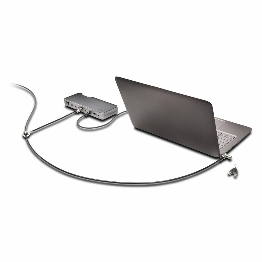 Kensington MicroSaver Cable Lock - Keyed Lock - Black, Silver - Carbon Steel - 8 ft - For Notebook, Tablet