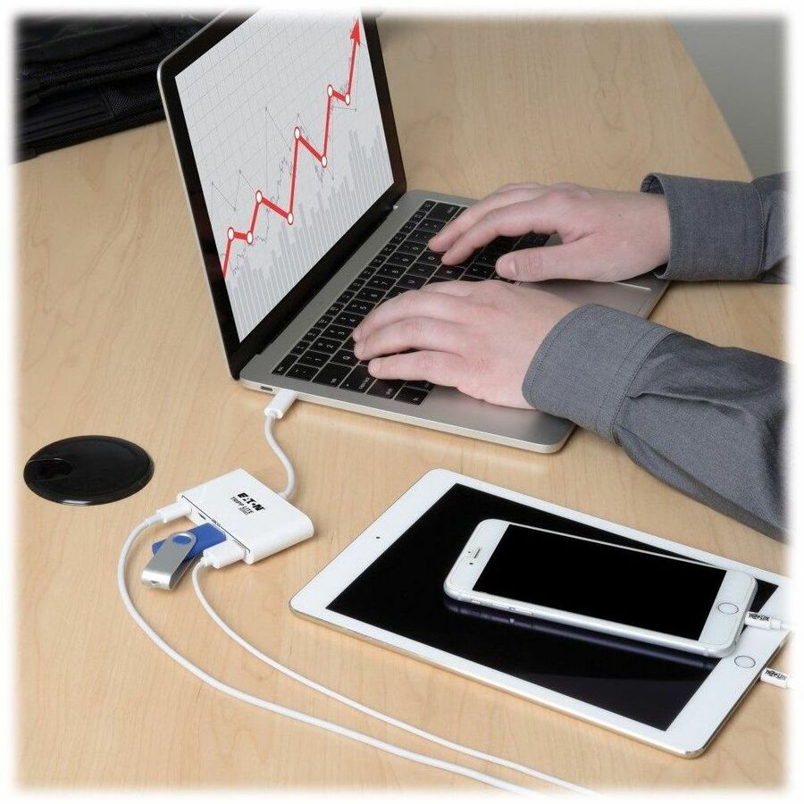 Tripp Lite by Eaton 4-Port USB 3.1 Gen 1 Portable Hub, USB-C to (x2) USB-A and (x2) USB-C - USB Type C - External - 4 USB Port(s) - 2 USB 3.0 Port(s) - 2 USB 3.1 Port(s) - 5