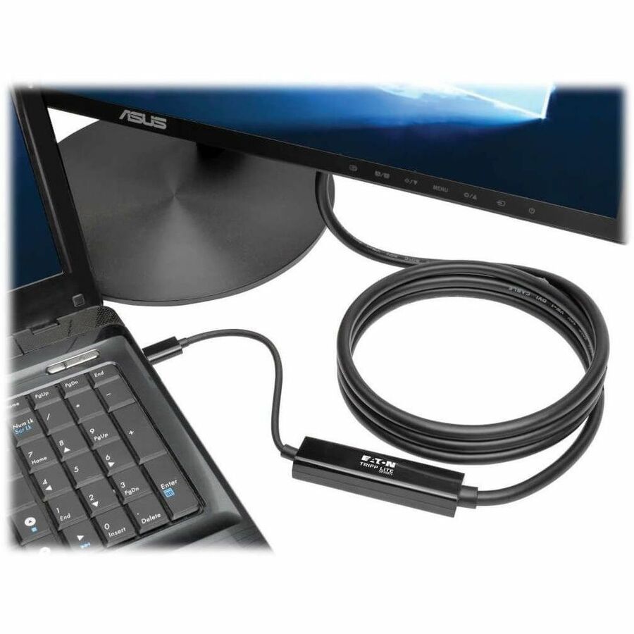 Tripp Lite by Eaton USB-C to DVI Active Adapter Cable (M/M) Black 6 ft. (1.8 m) - 6 ft DVI/USB Video Cable for Smartphone, Projector, Ultrabook, Monitor, Notebook, Tablet, TV - First End: 1 x USB 3.1 Type C - Male - Second End: 1 x DVI-D (Dual-Link)