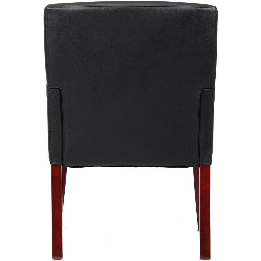 Boss B619 Guest Chair - Black Vinyl Seat - Mid Back - Four-legged Base - Black - Armrest - 1 Each