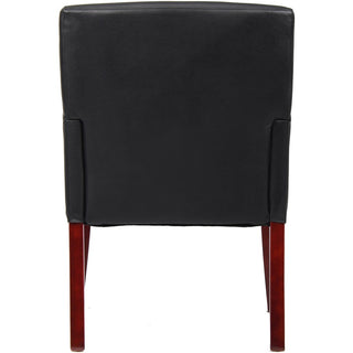 Boss B619 Guest Chair - Black Vinyl Seat - Mid Back - Four-legged Base - Black - Armrest - 1 Each