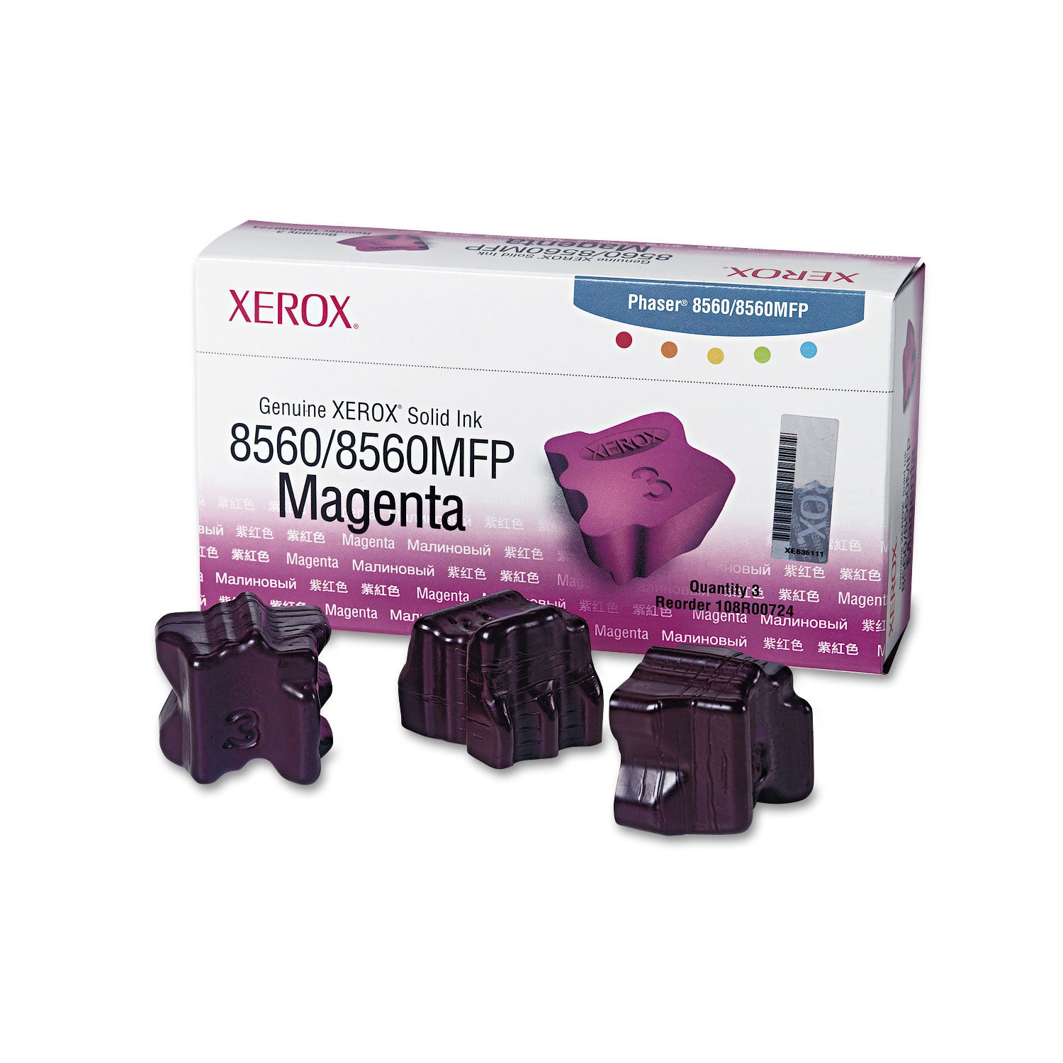 108R00724 Solid Ink Stick, 3,400 Page-Yield, Magenta, 3/Box - 