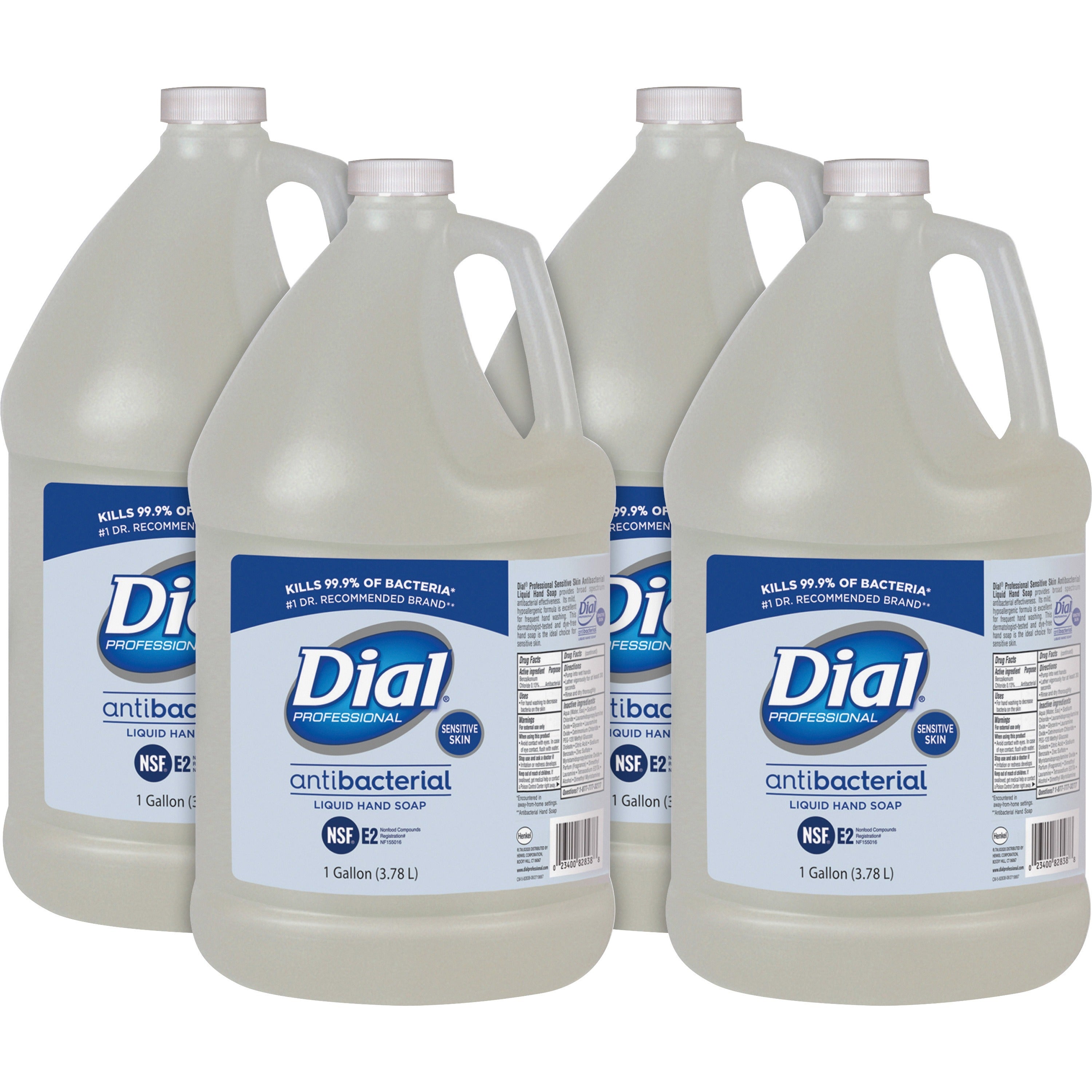 dial-sensitive-skin-antibacterial-liquid-hand-soap-refill-1-gal-38-l-kill-germs-bacteria-remover-yeast-remover-mold-remover-skin-hand-clear-4-carton_dia82838ct - 1