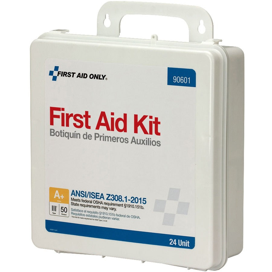 First Aid Only 50-Person Unitized Plastic First Aid Kit - ANSI Compliant - 24 x Piece(s) For 50 x Individual(s) - 3" Height x 10" Width10" Length - Plastic Case - 1 Each