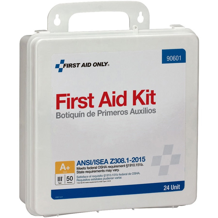 First Aid Only 50-Person Unitized Plastic First Aid Kit - ANSI Compliant - 24 x Piece(s) For 50 x Individual(s) - 3" Height x 10" Width10" Length - Plastic Case - 1 Each