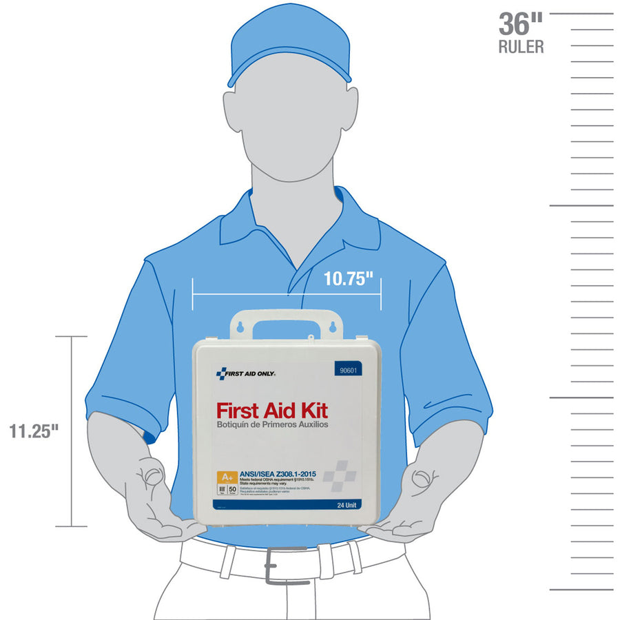 First Aid Only 50-Person Unitized Plastic First Aid Kit - ANSI Compliant - 24 x Piece(s) For 50 x Individual(s) - 3" Height x 10" Width10" Length - Plastic Case - 1 Each