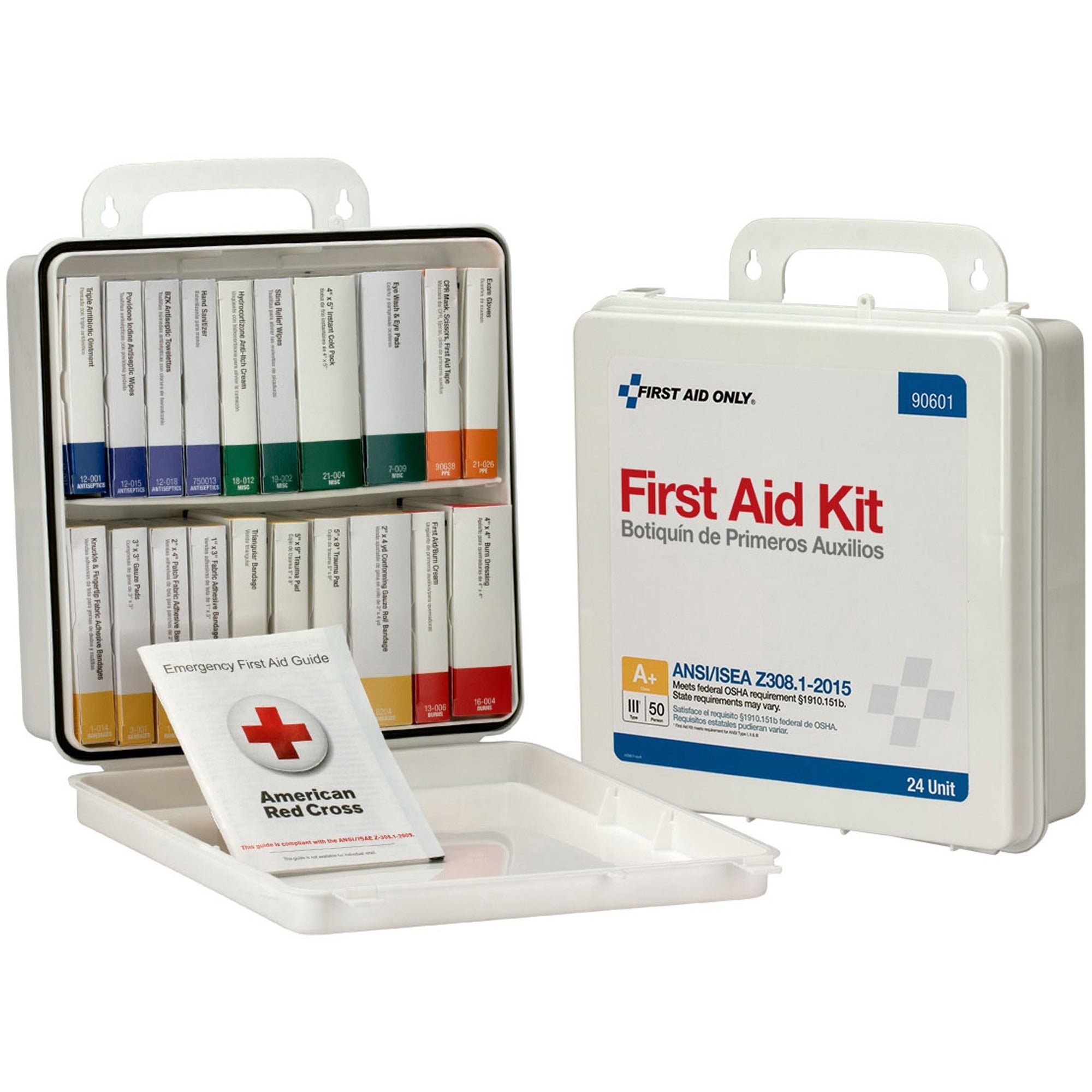 first-aid-only-50-person-unitized-plastic-first-aid-kit-ansi-compliant-24-x-pieces-for-50-x-individuals-3-height-x-10-width10-length-plastic-case-1-each_fao90601 - 1