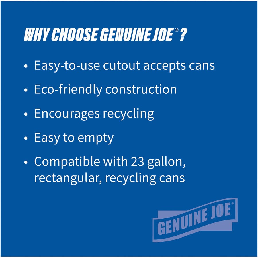 Genuine Joe 23-Gallon Recycling Bin Cutout Lid - Round - 1 Each - Blue