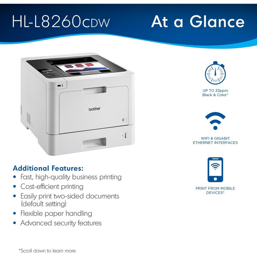 HLL8260CDW Business Color Laser Printer with Duplex Printing and Wireless Networking