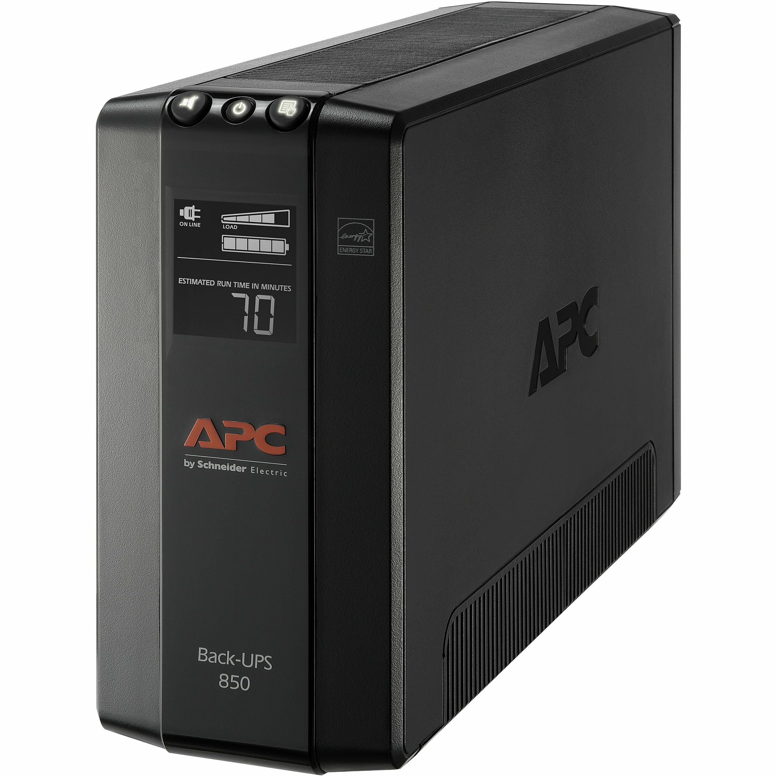 APC by Schneider Electric Back UPS Pro BX850M, Compact Tower, 850VA, AVR, LCD, 120V - Tower - 12 Hour Recharge - 2 Minute Stand-by - 120 V Input - 120 V AC Output - Stepped Approximated Sine Wave - 4 x NEMA 5-15R Surge, 4 x NEMA 5-15R - 8 x Battery/S