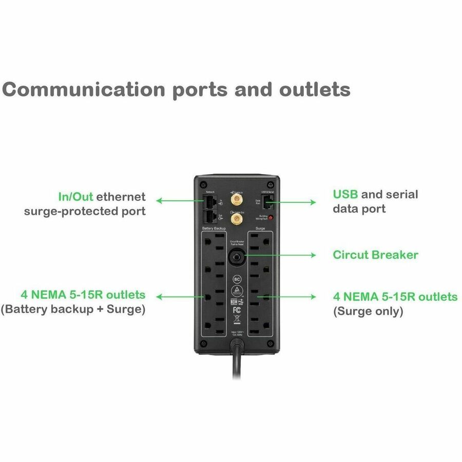 APC by Schneider Electric Back UPS Pro BX850M, Compact Tower, 850VA, AVR, LCD, 120V - Tower - 12 Hour Recharge - 2 Minute Stand-by - 120 V Input - 120 V AC Output - Stepped Approximated Sine Wave - 4 x NEMA 5-15R Surge, 4 x NEMA 5-15R - 8 x Battery/S