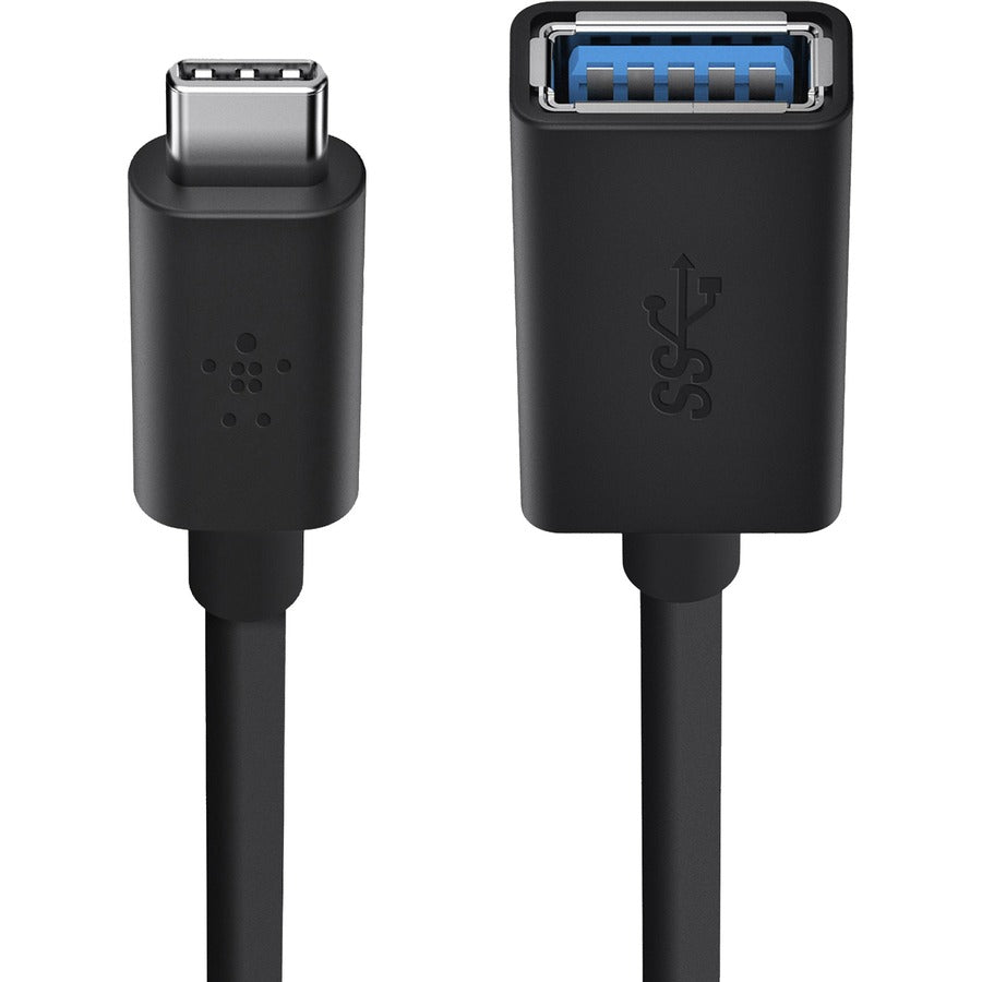 Belkin Sync/Charge USB Data Transfer Cable - 6" USB Data Transfer Cable for Flash Drive, Keyboard, Mouse - First End: 1 x USB 3.0 Type A - Male - Second End: 1 x USB 3.0 Type C - Male - 5 Gbit/s - Black - 1 Each