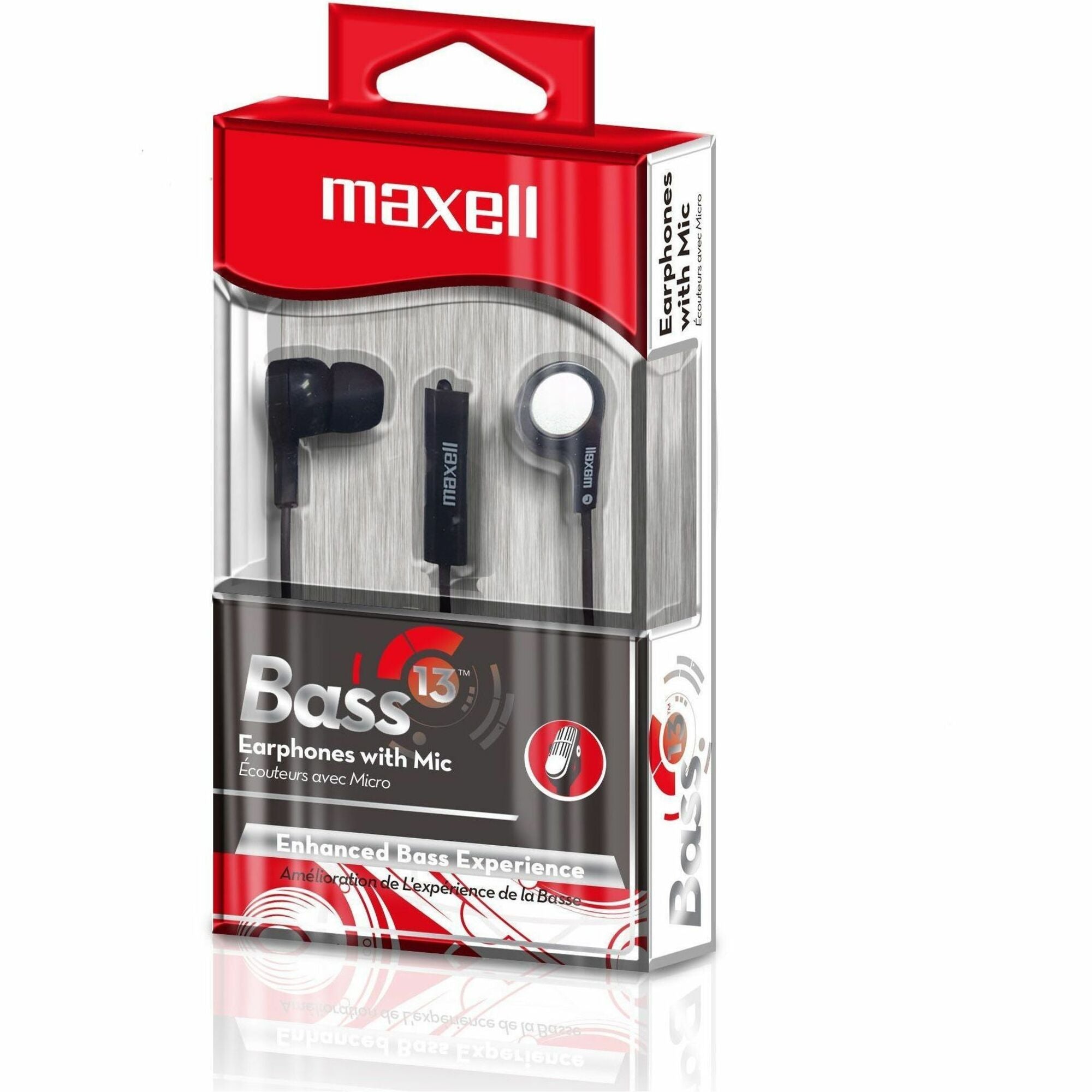 B-13 Bass Earbuds with Microphone, 52" Cord, Black