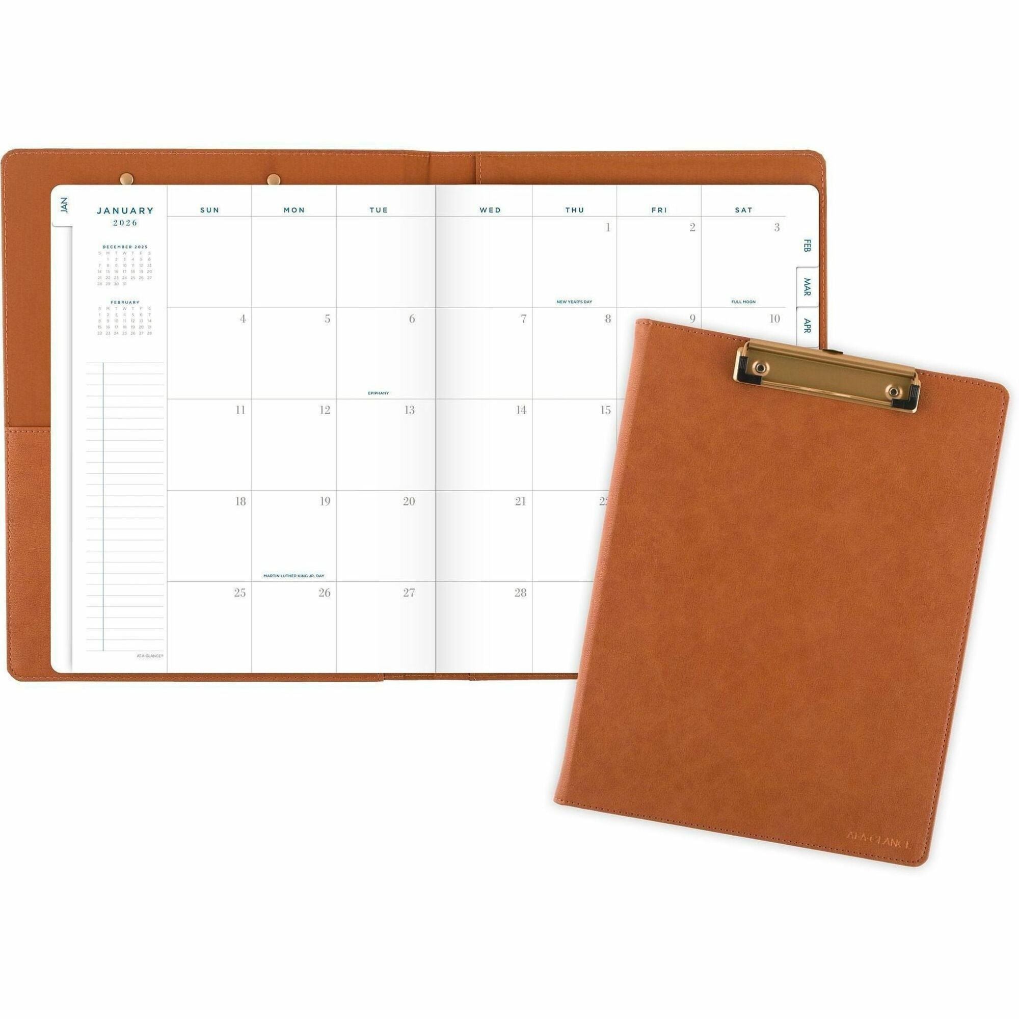 Signature Collection Monthly Clipfolio, 11 x 8, Distressed Brown Cover, 13-Month (Jan to Jan): 2024 to 2025