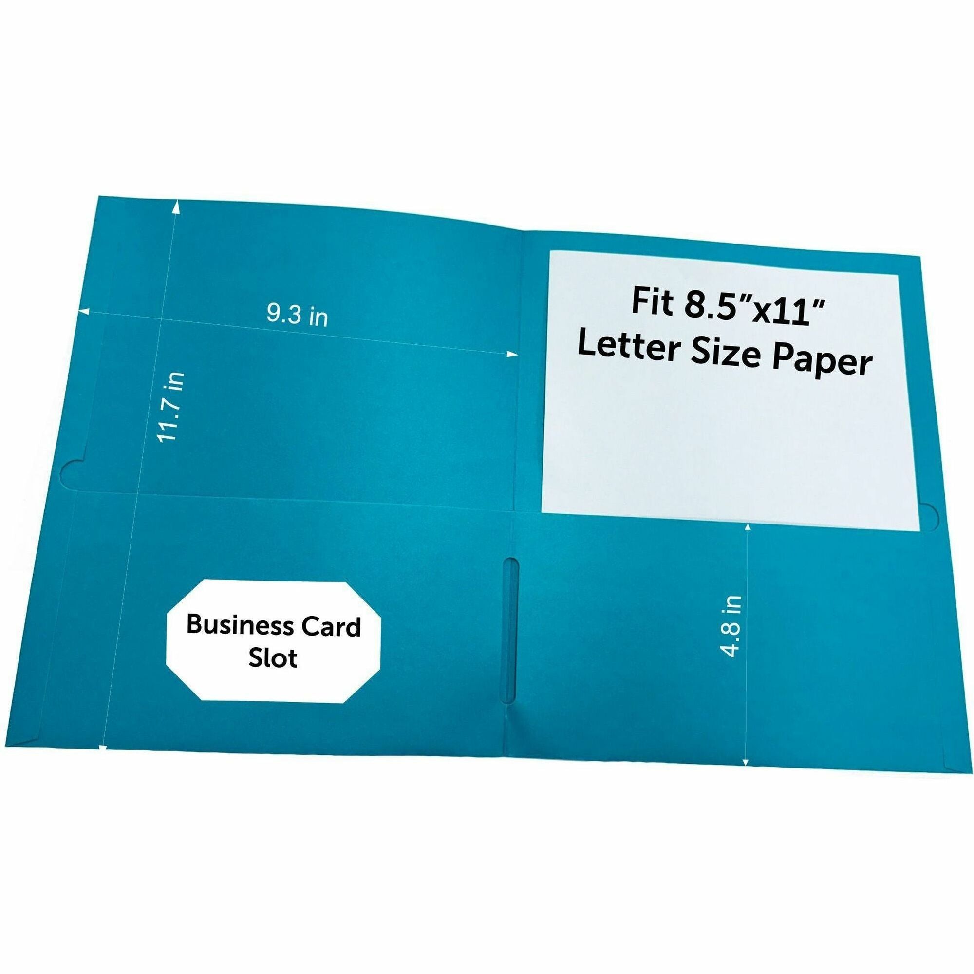Business Source Letter Portfolio - 8 1/2" x 11" - 125 Sheet Capacity - 2 Inside Front & Back Pocket(s) - Teal - 1 / Box