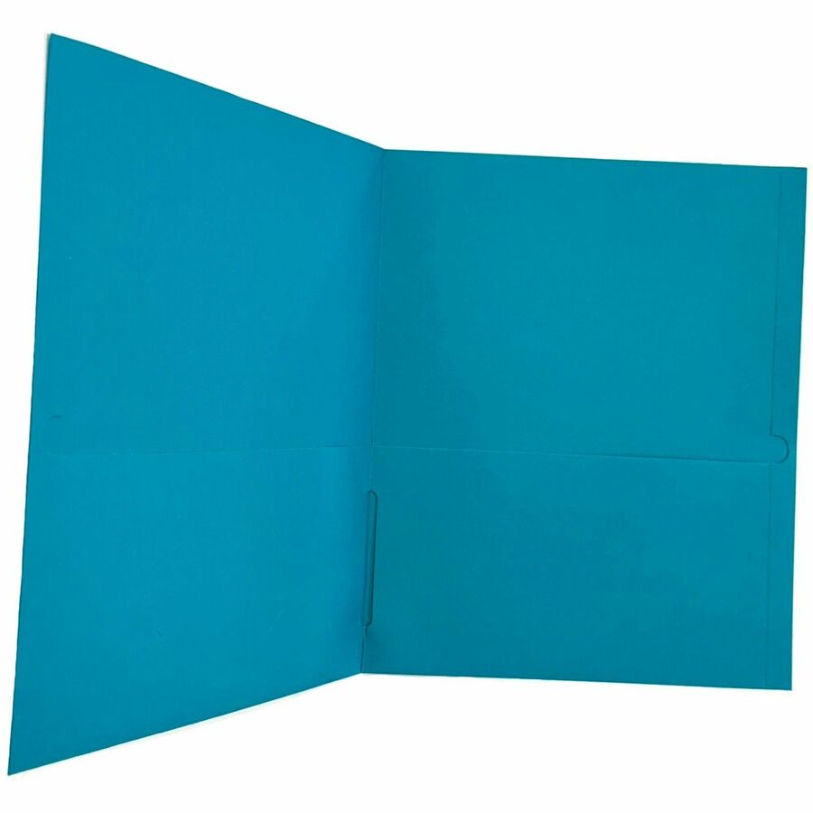 Business Source Letter Portfolio - 8 1/2" x 11" - 125 Sheet Capacity - 2 Inside Front & Back Pocket(s) - Teal - 1 / Box