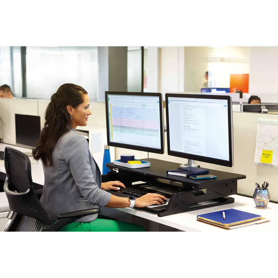 Precision Standing Desk, 35.4" x 22.2" x 6.2" to 20", Black