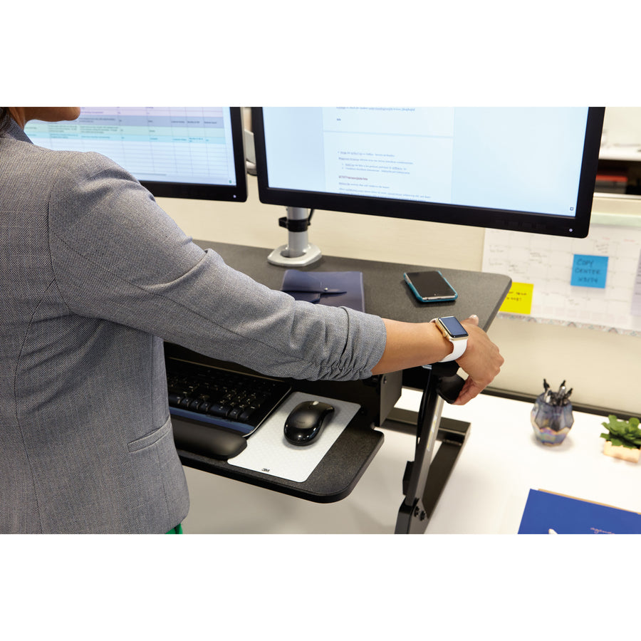 Precision Standing Desk, 35.4" x 22.2" x 6.2" to 20", Black