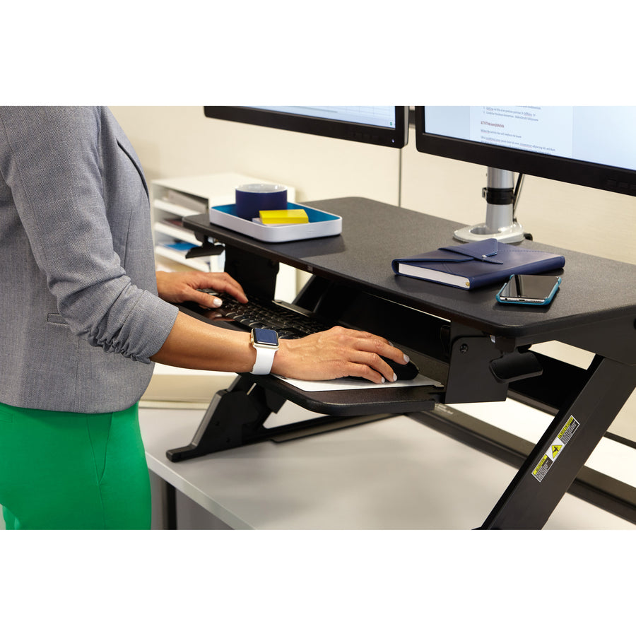 Precision Standing Desk, 35.4" x 22.2" x 6.2" to 20", Black
