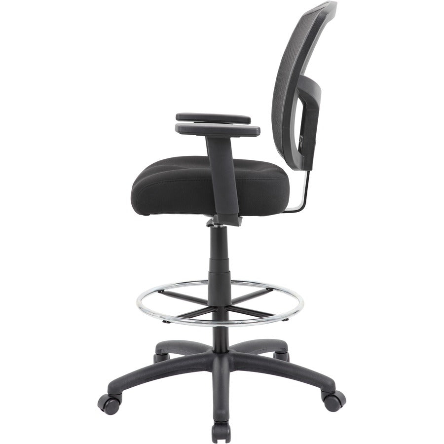 Boss Stool, Mesh, Black - Black High Density Foam (HDF) Seat - Black Back - 5-star Base - 1 Each